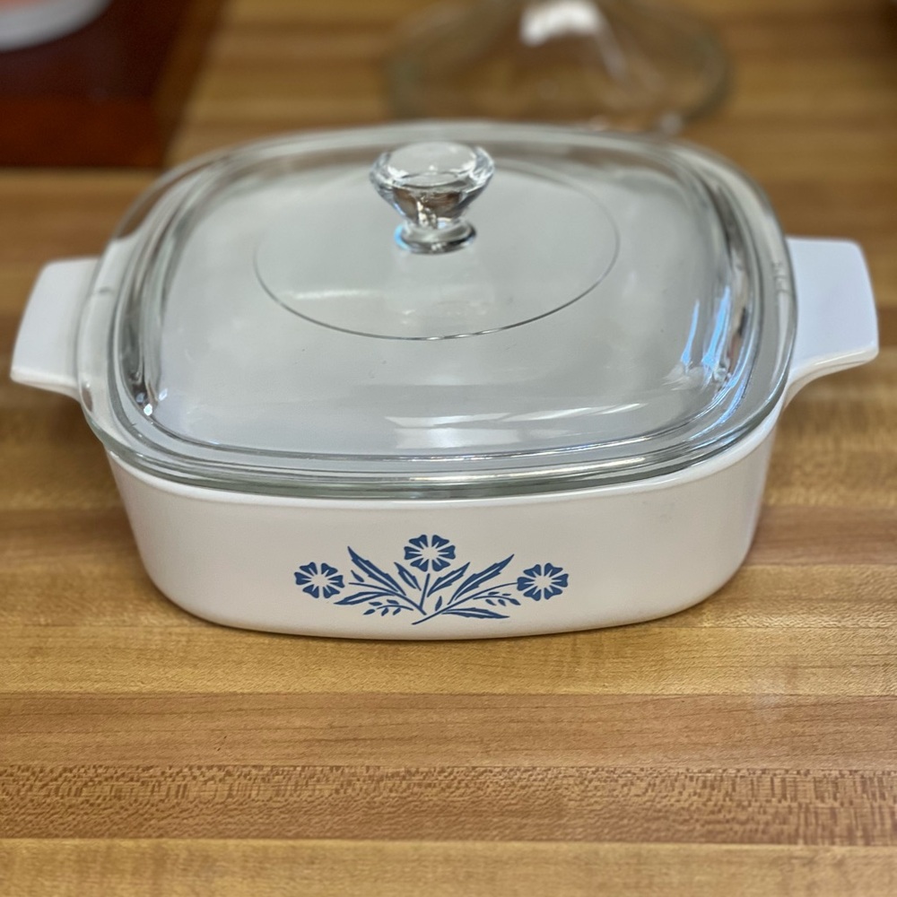 1qt CorningWare Blue Floral Casserole Dish with Lid